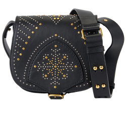 Studded Crossbody, Leather, Black, MII, DB, 3*